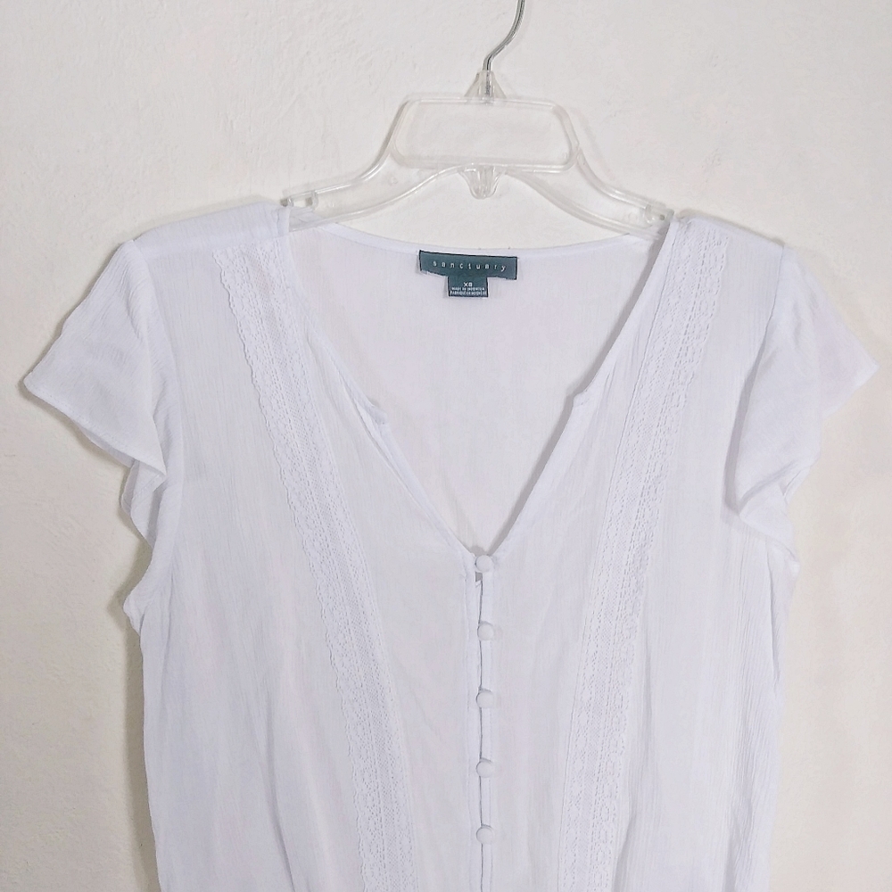 Sanctuary - Bright White Button Down Tie Blouse - image 3